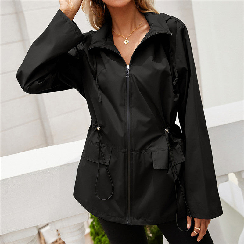 Florence Davies | Hooded Windproof Anorak Jacket with Drawstring Waist