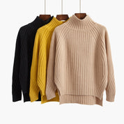 Cecily Morris | Ribbed Mock Neck Knit Sweater