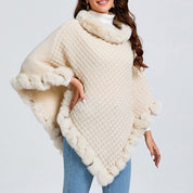 Eleanor Wren | Faux Fur Collar Knit Cape For Women