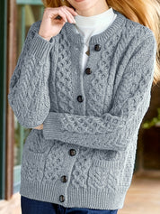 Rosalind Cooper | Textured Cable-Knit Button-Front Cardigan