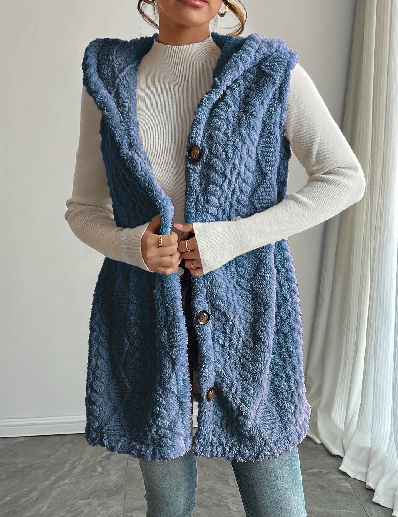 Georgina Wright | Gilet-cardigan sans manches à capuche en fausse fourrure