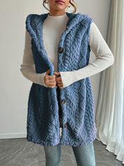 Georgina Wright | Hooded Faux Fur Sleeveless Vest Cardigan