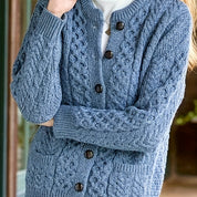 Rosalind Cooper | Textured Cable-Knit Button-Front Cardigan