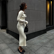 Beatrice Sutcliffe | Ribbed Knit Collared Midi Dress