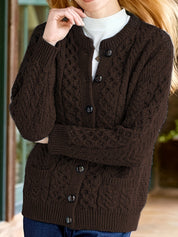 Rosalind Cooper | Textured Cable-Knit Button-Front Cardigan