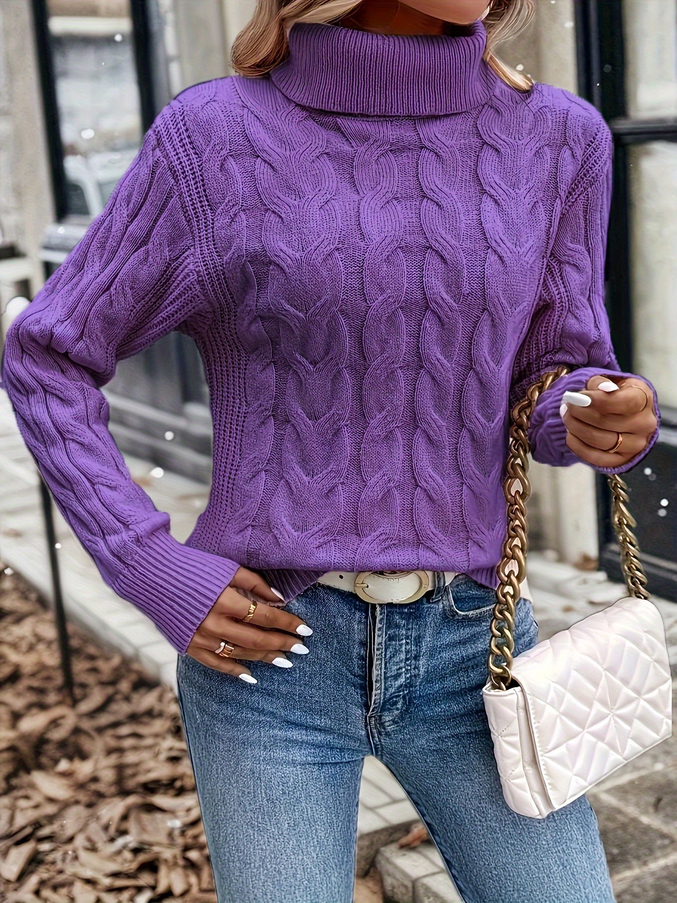 Freya Clarke | Cozy Cable-Knit Turtleneck Sweater