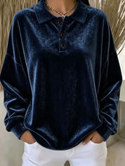 Victoria Cooper | Pink Velvet Long-Sleeve Polo Shirt