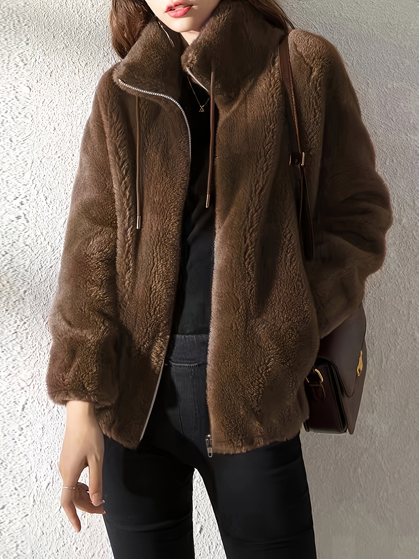 Rosie Kendall | Veste oversize zippée en fausse fourrure