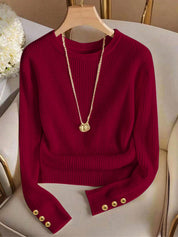 Imogen Clarke | Ribbed Knit Button-Cuff Sweater
