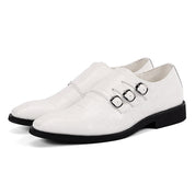 Arthur Thompson | Chaussures noires à triple bride monastique, effet croco