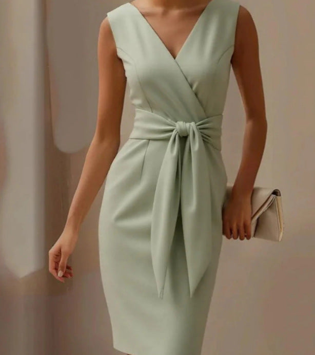 Isabella Whitmore | Elegant Bow Midi Dress For Women