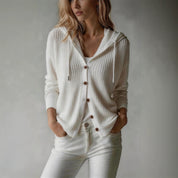 Winifred Ashworth | Hooded Knit Cardigan with Button Front