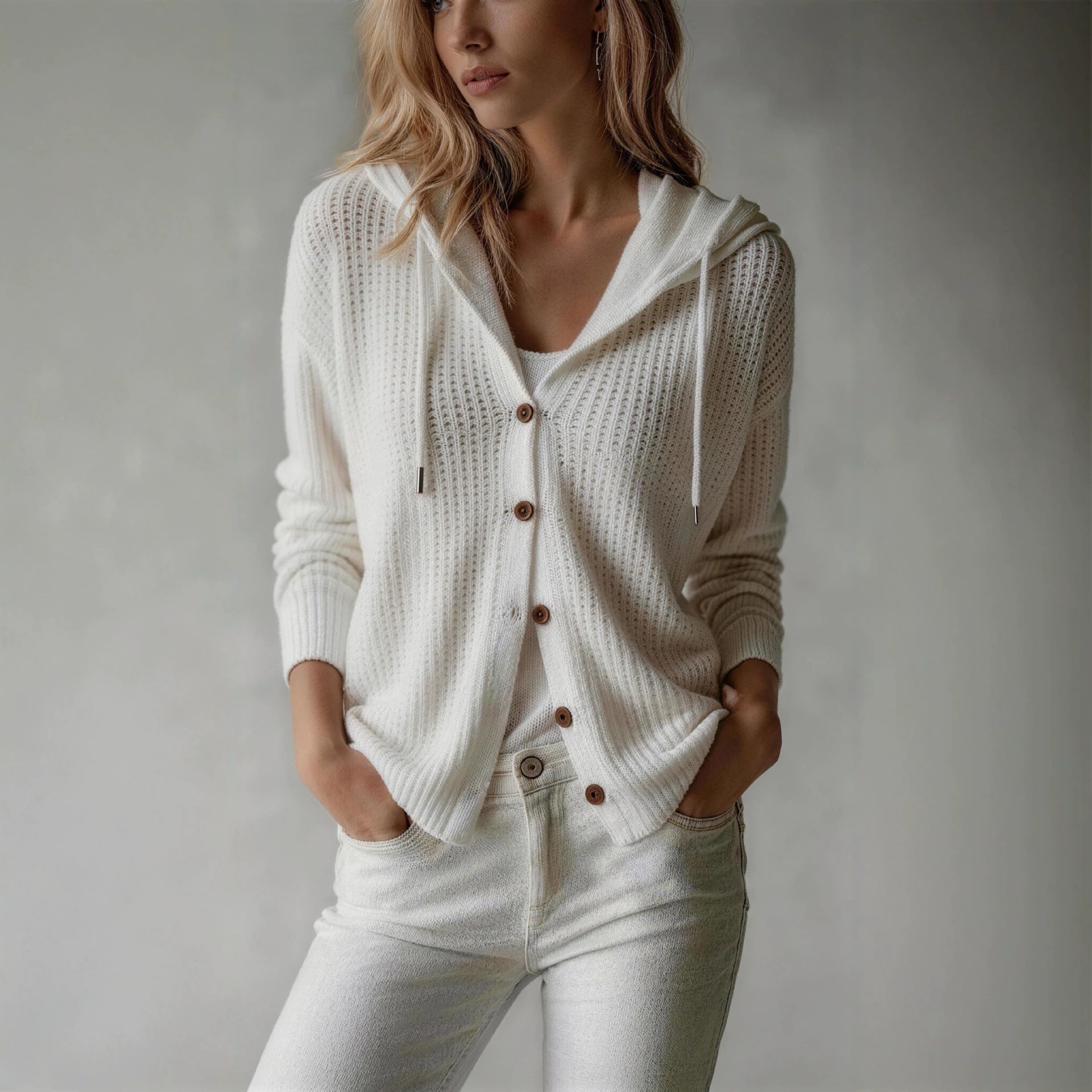 Winifred Ashworth | Hooded Knit Cardigan with Button Front