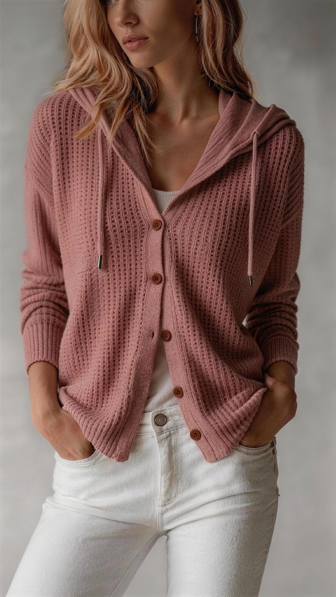 Winifred Ashworth | Hooded Knit Cardigan with Button Front