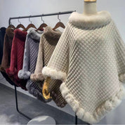 Eleanor Wren | Faux Fur Collar Knit Cape For Women