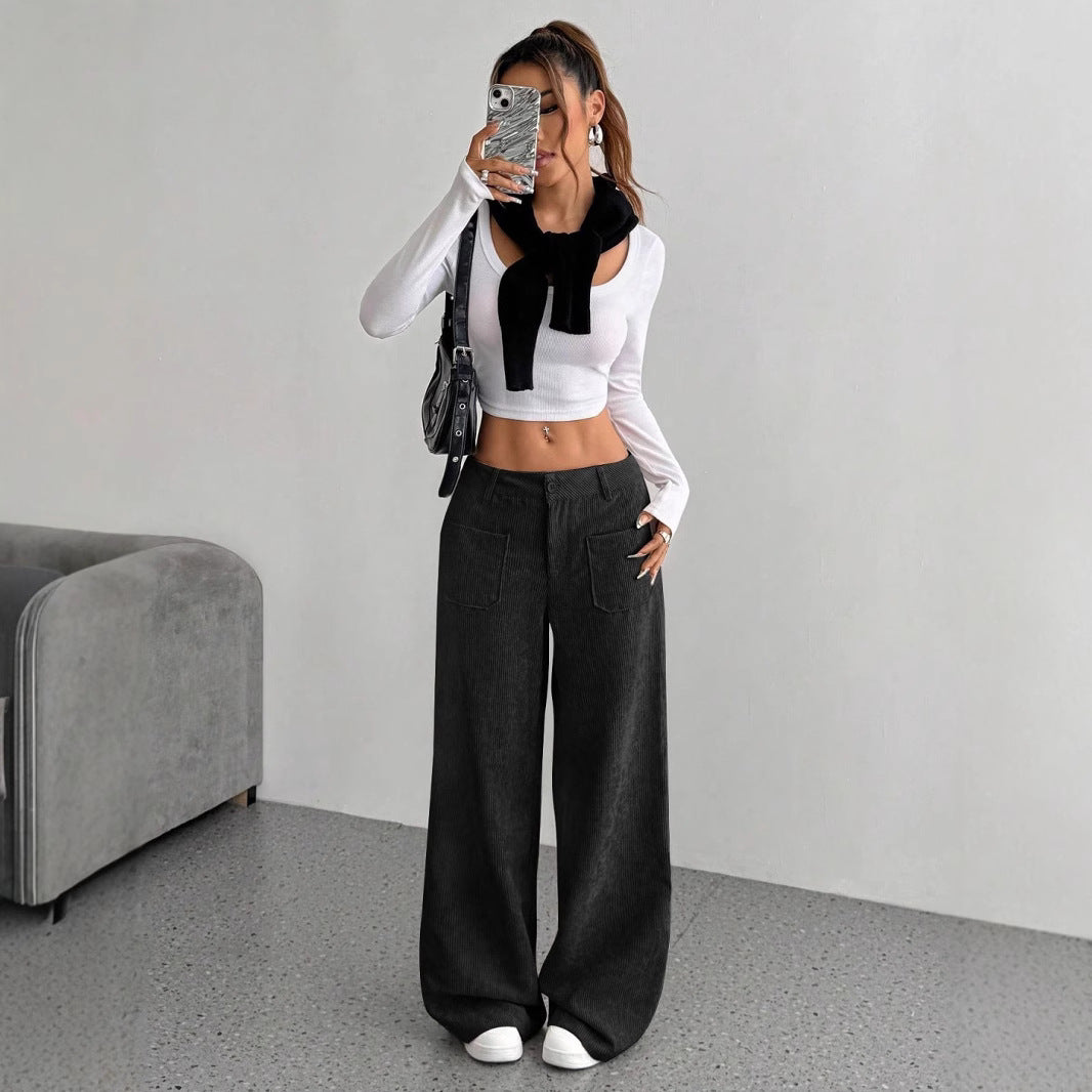 Hannah Bennett | Pantalon en velours côtelé à jambes larges avec poches
