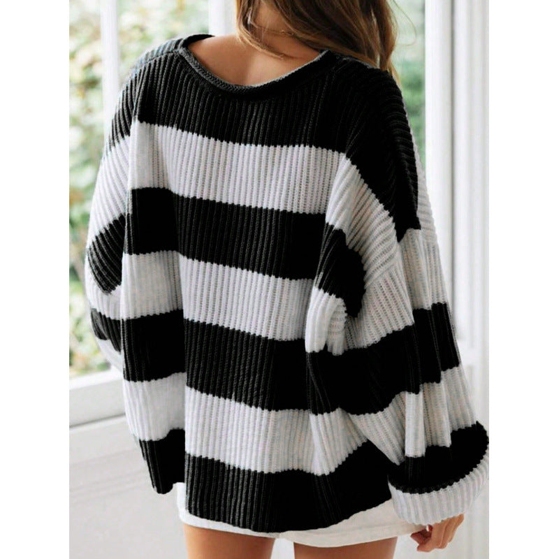 Isobel Kerr | Striped Oversized Batwing Sleeve Jumper