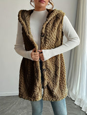 Georgina Wright | Hooded Faux Fur Sleeveless Vest Cardigan