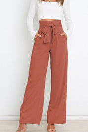 Isabelle Fontaine | Navy High Waist Paperbag Trousers with Bow Detail
