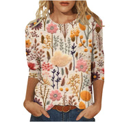 Rosie Evans | 3D Floral Print Round Neck T-Shirt