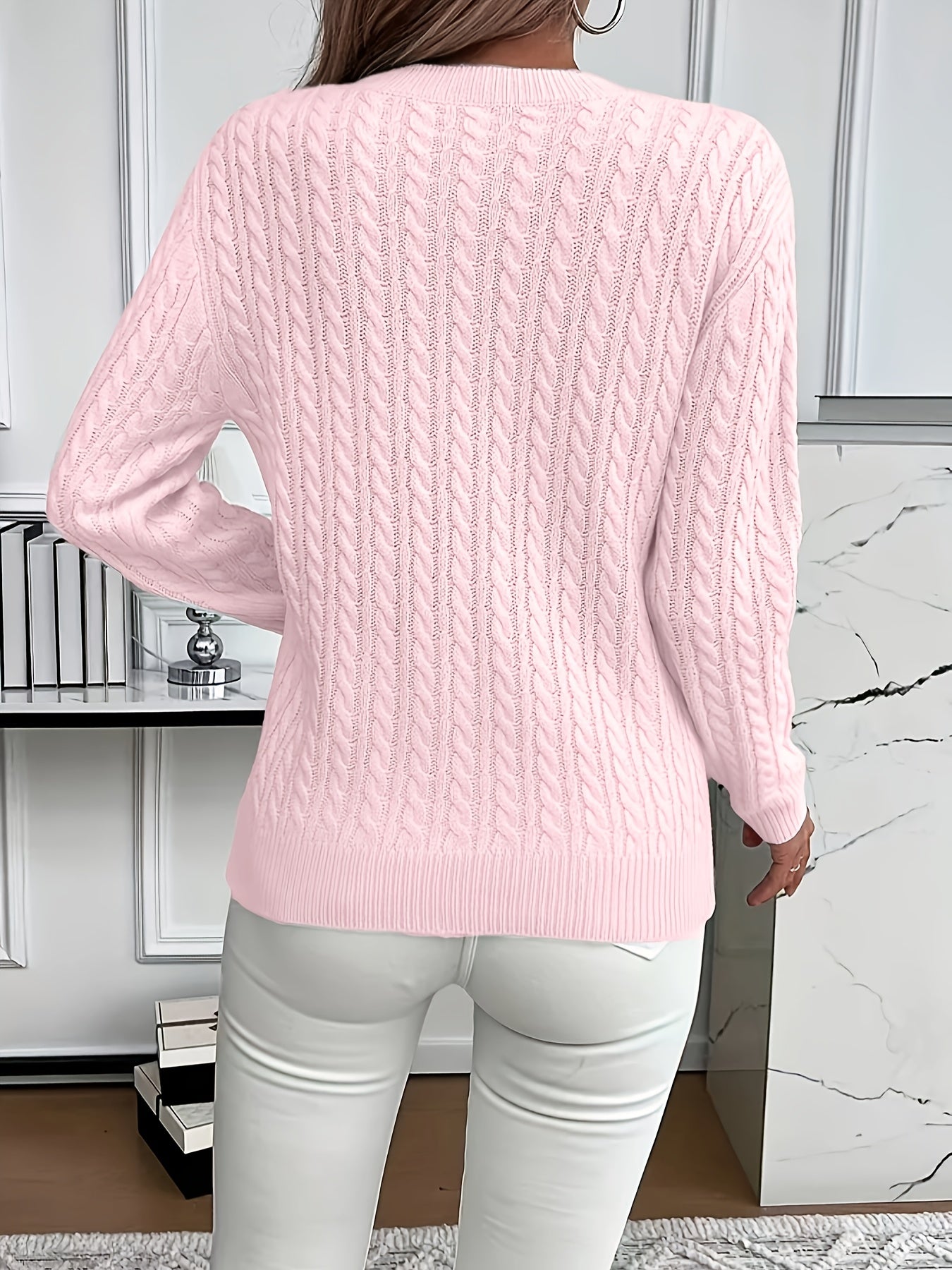 Louisa Bramley | Cable-Knit Round Neck Sweater