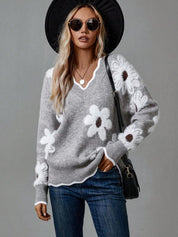 Margot Fenwick | Floral Print Sweater With Side Slits