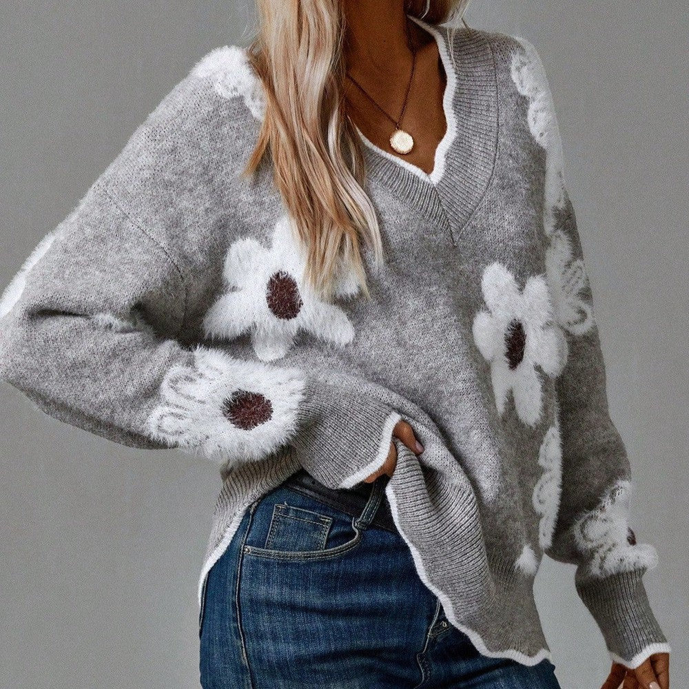 Margot Fenwick | Floral Print Sweater With Side Slits