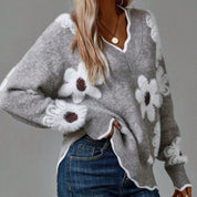 Margot Fenwick | Floral Print Sweater With Side Slits