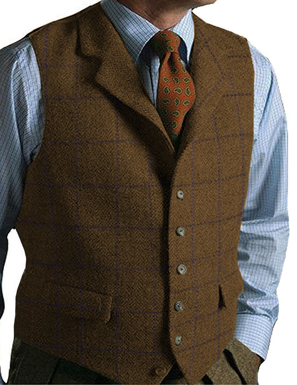 Arabella Lawson | Gilet en tweed à chevrons vert pour femme