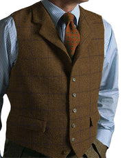 Arabella Lawson | Gilet en tweed à chevrons vert pour femme