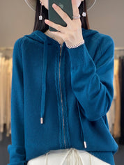Harriet Turner | Beige Cable-Knit Zip-Up Hoodie Cardigan
