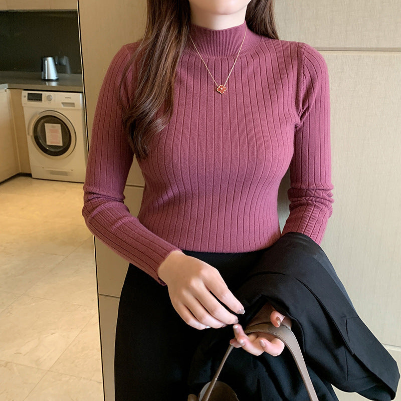 Eleanor Scott | Ribbed Mock Neck Knit Sweater