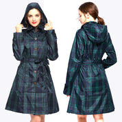 Isla Morrison | Hooded Tartan Trench Coat in Forest Green Plaid