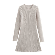 Victoria Walker | Ribbed Knit A-Line Mini Dress For Women