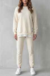 Poppy Hall | Grey Marl Oversized Sweatshirt & Jogger Lounge Set