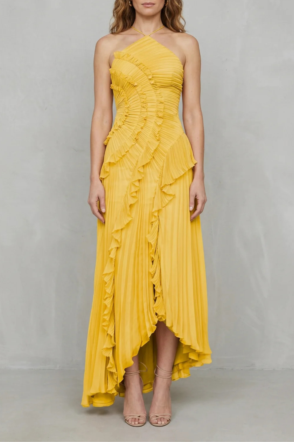 Arabella Wells | Pleated Halter Maxi Dress in Dusty Lilac