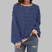 Harriet Green | Green & Navy Striped Oversized Sweatshirt