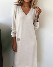 Georgina Clarke | Long Sleeve V-Neck Shift Dress