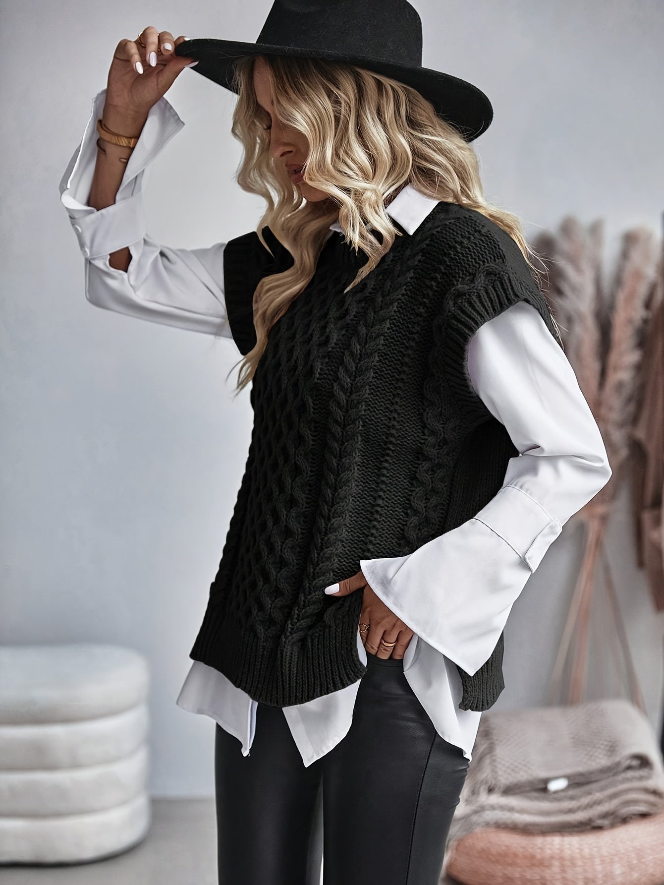Victoria Green | Cozy Cable-Knit Sweater Vest