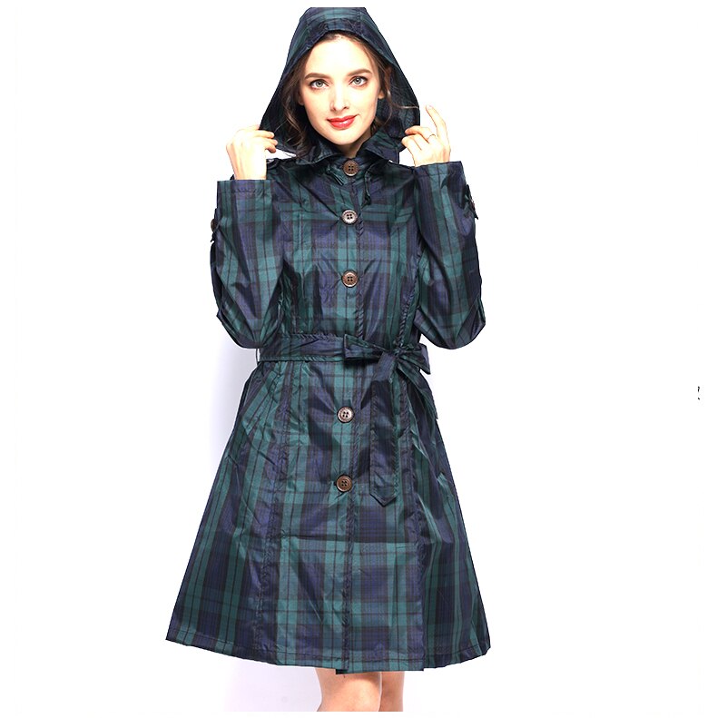 Isla Morrison | Hooded Tartan Trench Coat in Forest Green Plaid