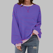 Harriet Green | Green & Navy Striped Oversized Sweatshirt