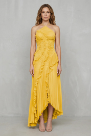 Arabella Wells | Pleated Halter Maxi Dress in Dusty Lilac