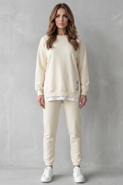Poppy Hall | Grey Marl Oversized Sweatshirt & Jogger Lounge Set
