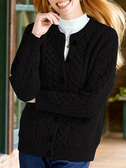 Rosalind Cooper | Textured Cable-Knit Button-Front Cardigan