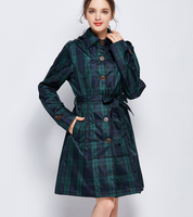 Isla Morrison | Hooded Tartan Trench Coat in Forest Green Plaid