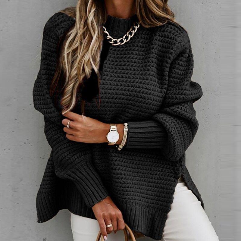 Catriona Mackenzie | Ribbed Knit Side-Slit Sweater