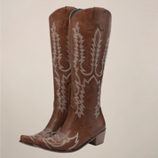 Fenella Winstanley | Black Embroidered Cowboy Knee-High Boots