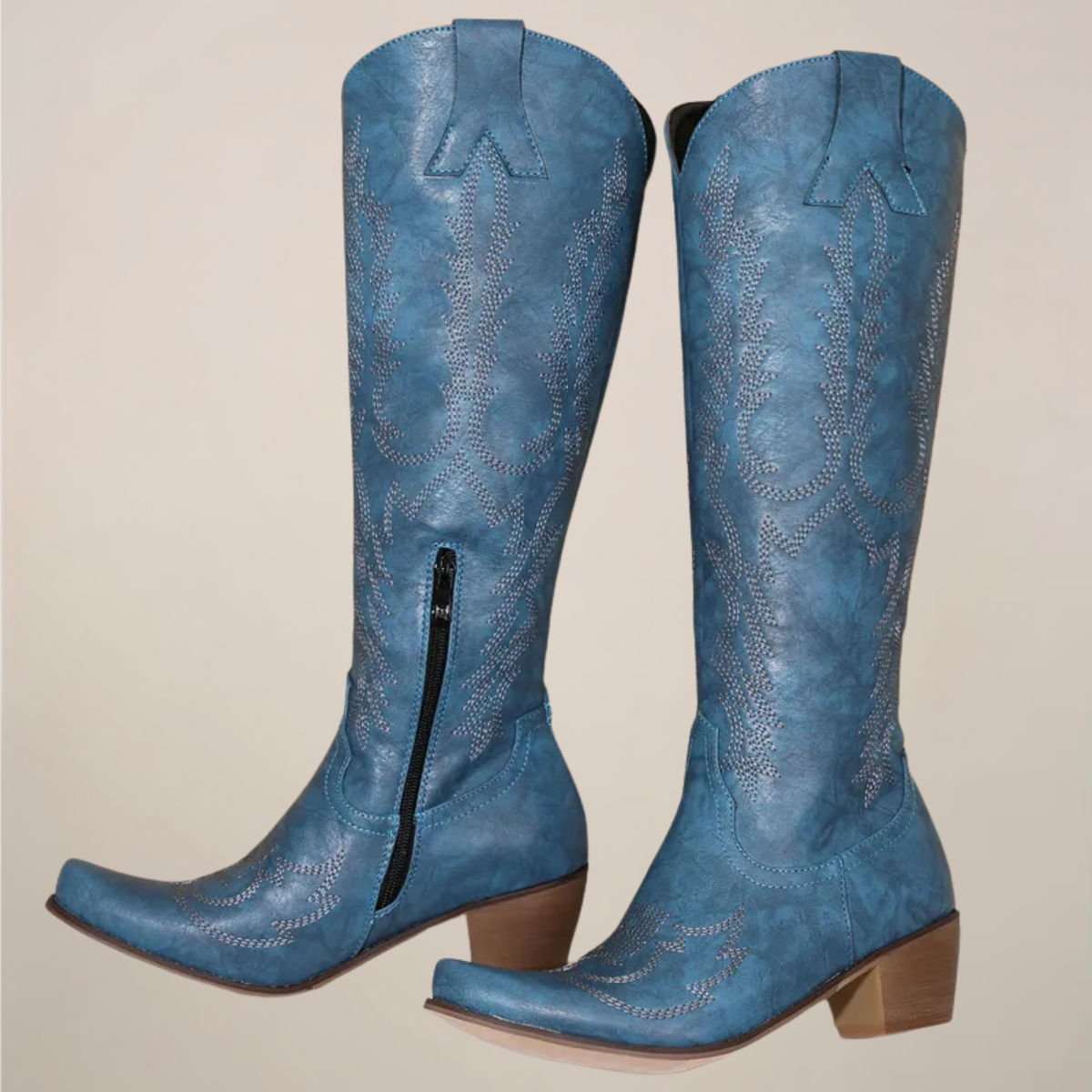 Fenella Winstanley | Black Embroidered Cowboy Knee-High Boots