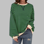 Harriet Green | Green & Navy Striped Oversized Sweatshirt