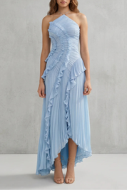 Arabella Wells | Pleated Halter Maxi Dress in Dusty Lilac